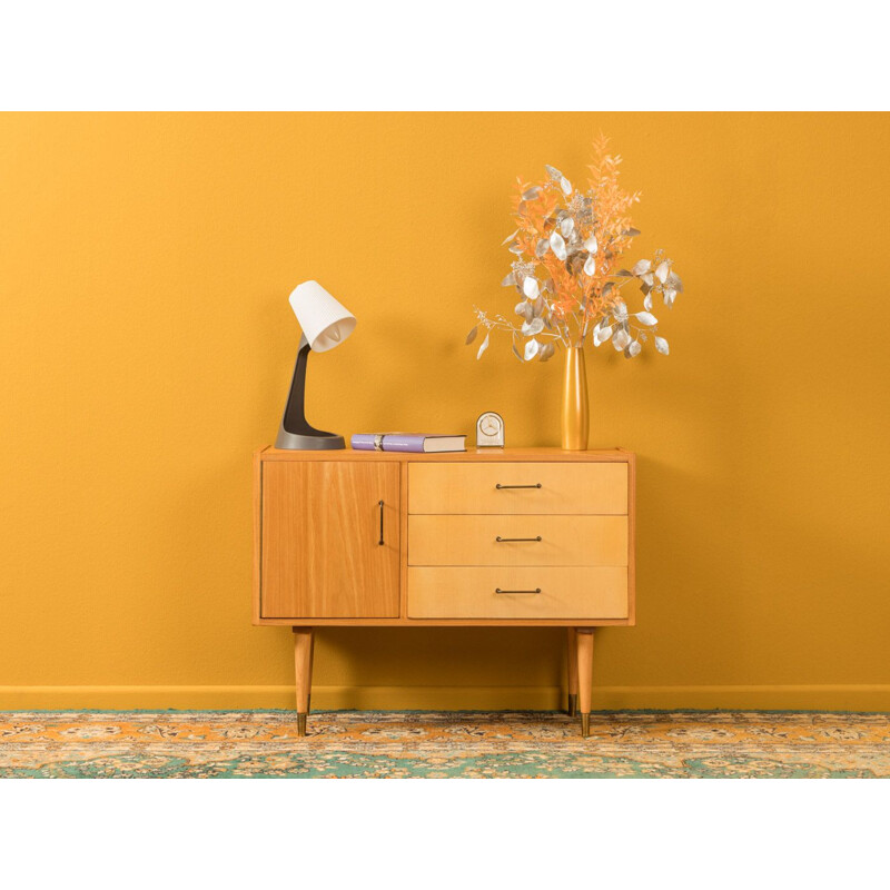 Vintage chest of drawers in ash veneer with 3 drawers 1950s