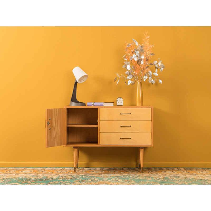 Vintage chest of drawers in ash veneer with 3 drawers 1950s