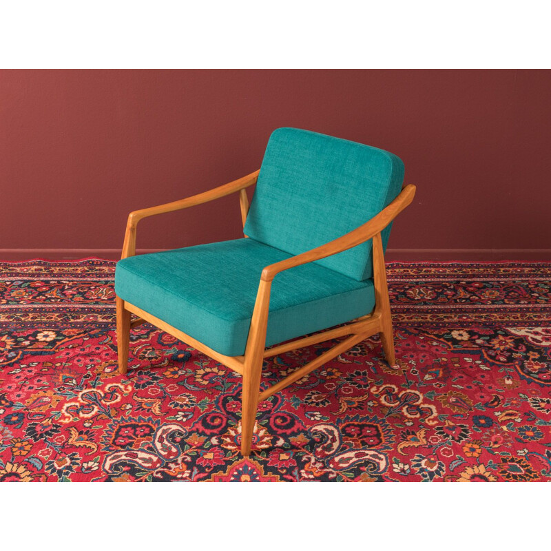 Fauteuil vintage bleu pétrole des années 1950