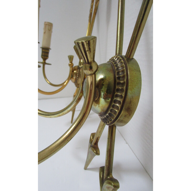 Pair of vintage sconces with bronze arrows decoration by Lucien Gau