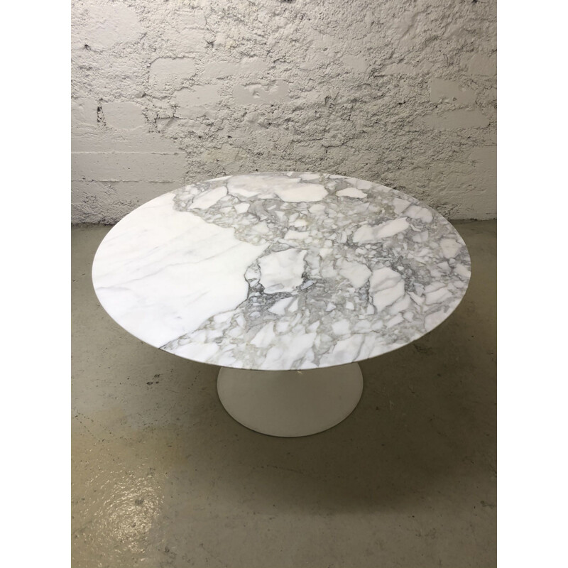 Table Tulipe vintage en marbre de Calacatta par Eero Saarinen pour Knoll
