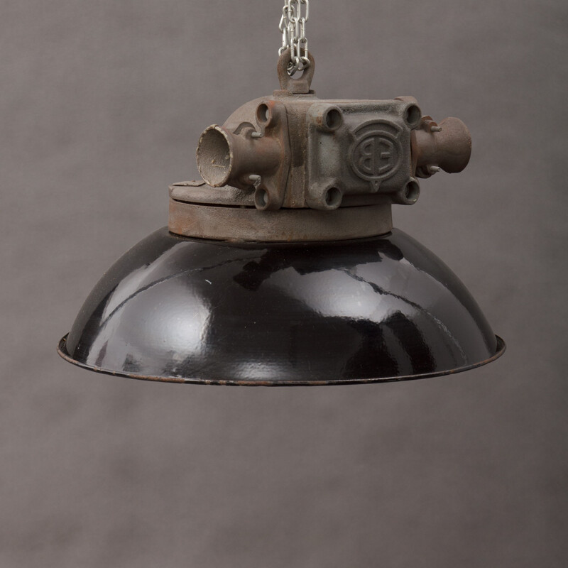 Industrial hanging lamp in cast iron - 1960s