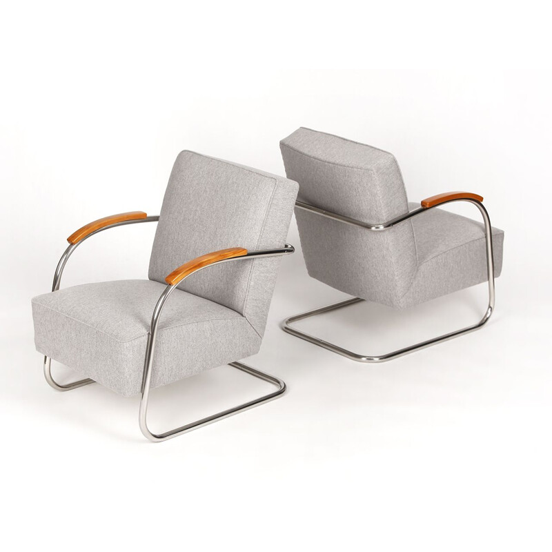 Set of 2 vintage steel armchairs from Mücke Melder