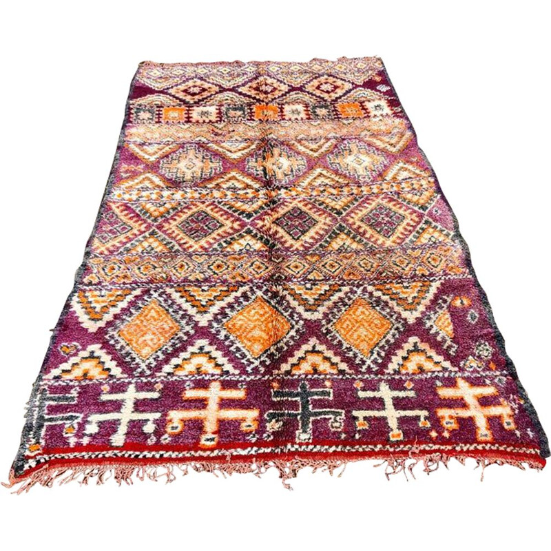 Tapis berbere vintage "Sadina" en laine fait main par Beni Sadden