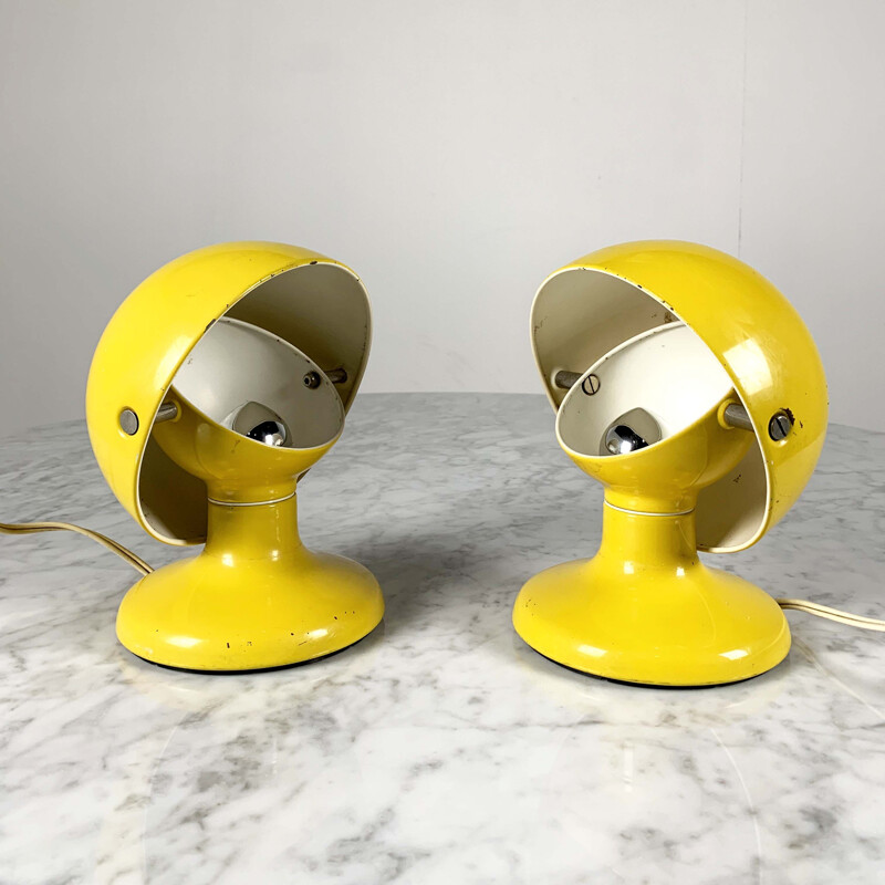 Ensemble de 2 lampes de table vintage Yellow Jucker 147 par Tobia et Afra Scarpa pour Flos, 1960