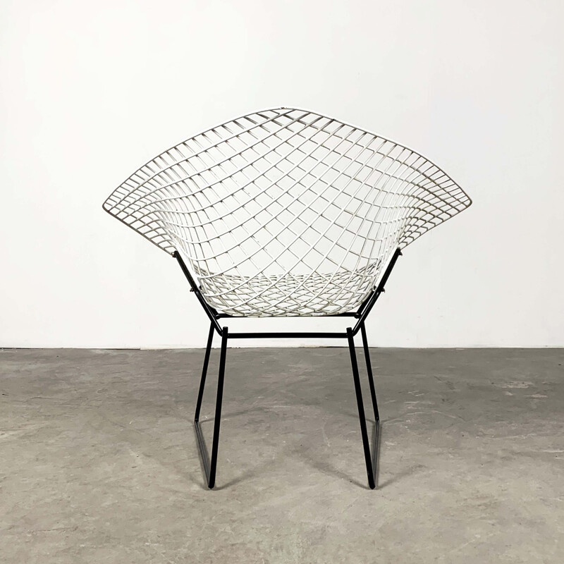 Chaise Vintage noir & blanc Diamond par Harry Bertoia pour Knoll