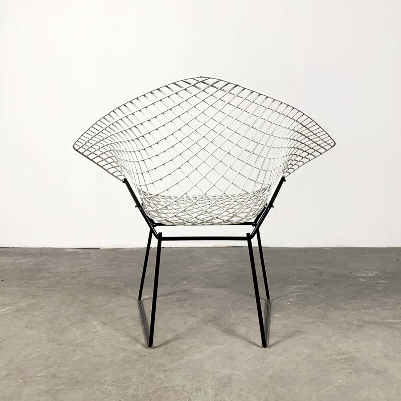 Vintage Black & White Diamond Chair by Harry Bertoia for Knoll
