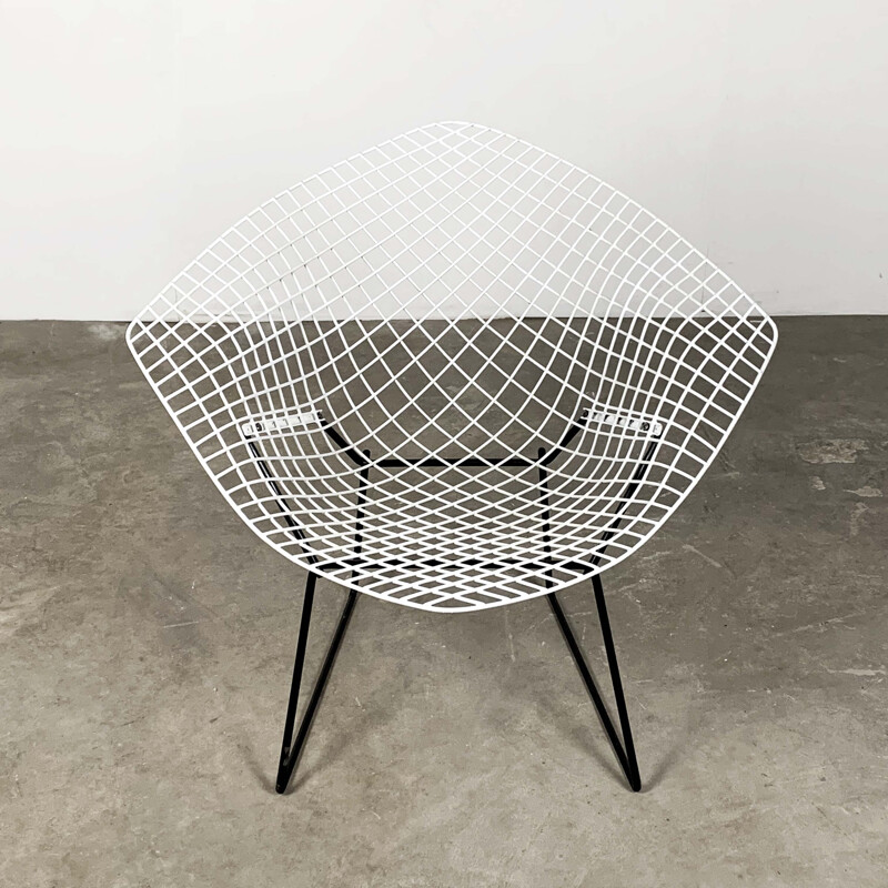 Vintage Black & White Diamond Chair by Harry Bertoia for Knoll