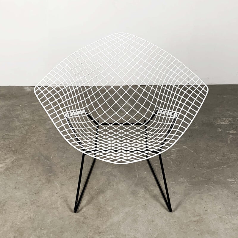 Vintage Black & White Diamond Chair by Harry Bertoia for Knoll