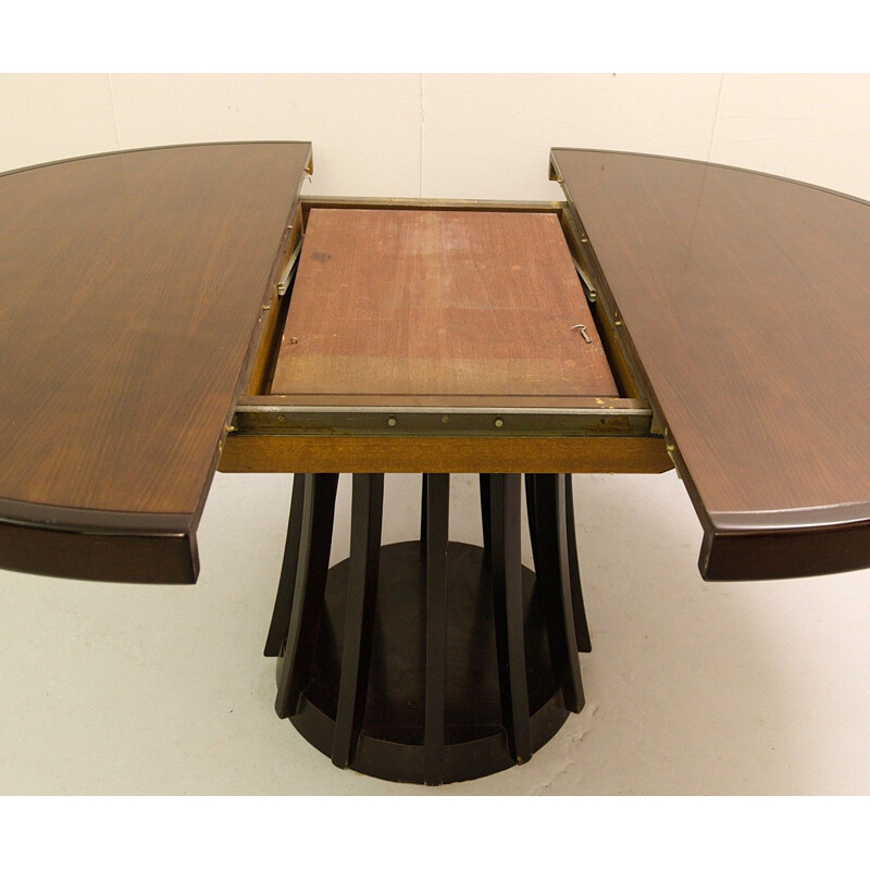 Vintage extensible dining table, mahogany, by Angelo Mangiarotti for La Sorgente Dei Mobili,Italy, 1972