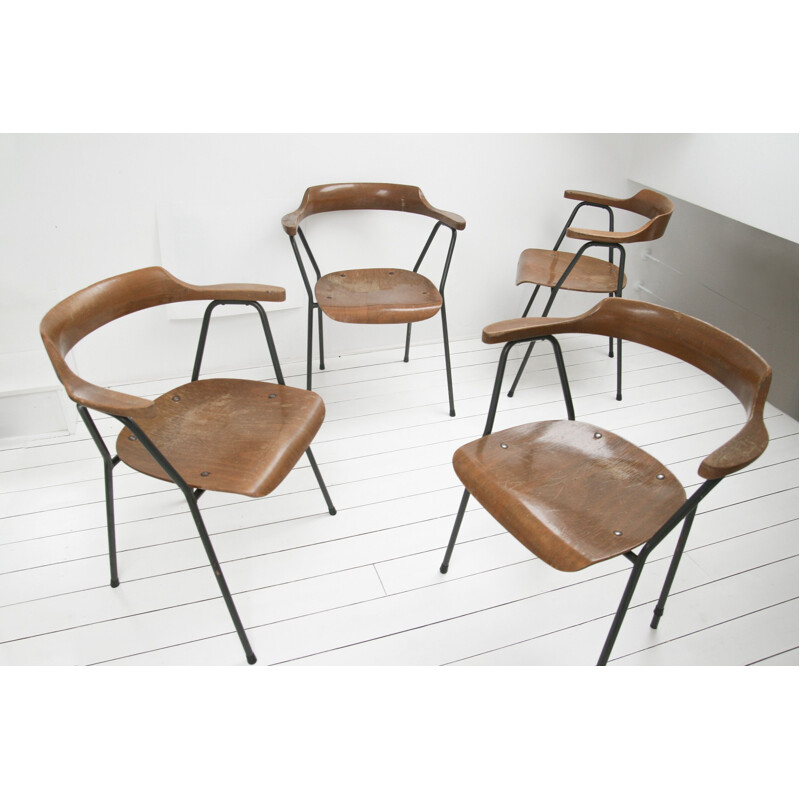 Lot de 4 chaises de salle à manger Vintage modèle 4455 de Niko Kralj pour Stol Kamnik