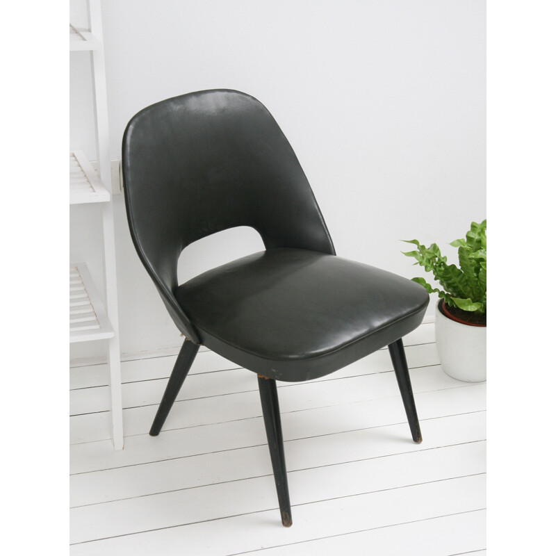 Ensemble de 2 fauteuils noirs vintage, Italie, 1960