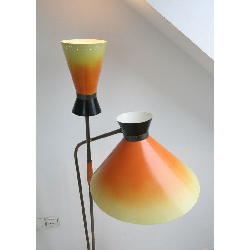 Lámpara de pie doble vintage, 1960
