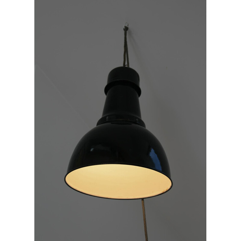 Vintage Industrial black ceiling lamp, 1950s