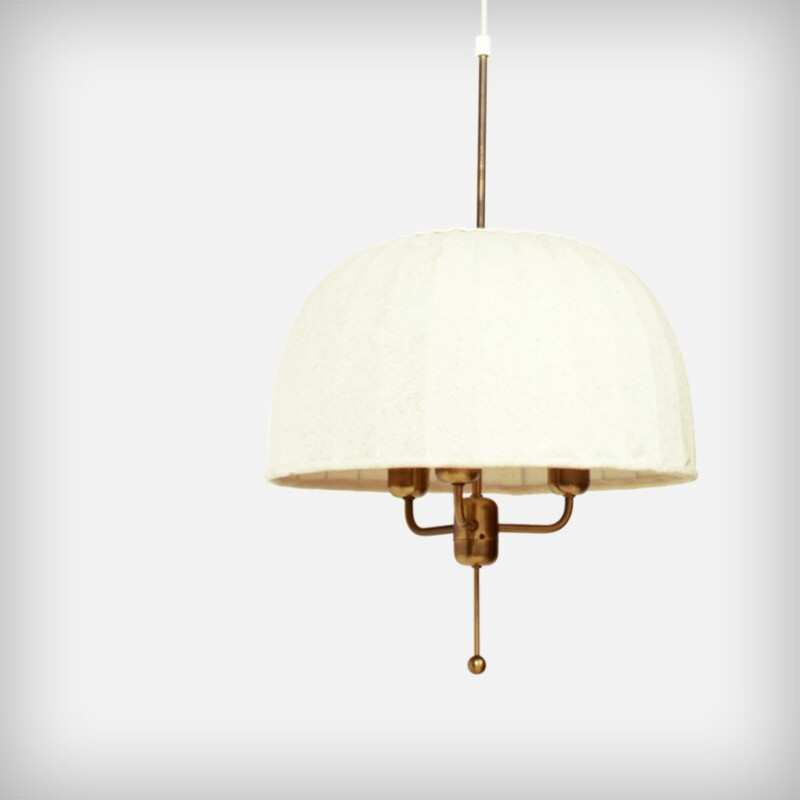Vintage Brass and Fabric Pendant Lamp Model Carolin T5493 from Hans-Agne Jakobsson, 1970s