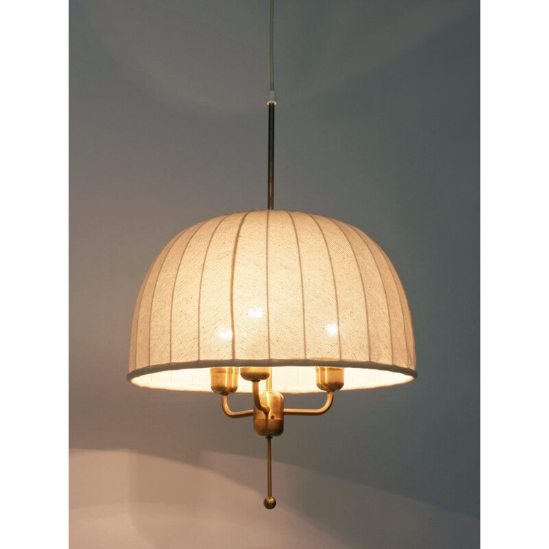 Vintage Brass and Fabric Pendant Lamp Model Carolin T5493 from Hans-Agne Jakobsson, 1970s