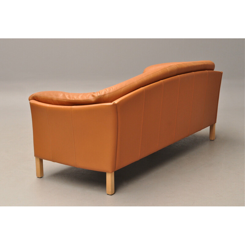 Scandinavian sofa in tan leather, Mogens HANSEN - 1980s