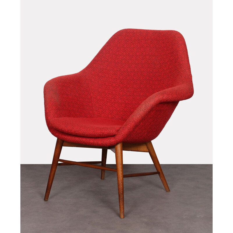 Vintage red armchair by Miroslav Navratil, 1960