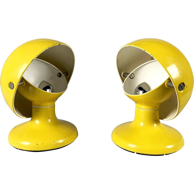 Set of 2 Yellow Jucker 147 vintage table lamps by Tobia & Afra Scarpa for Flos, 1960s