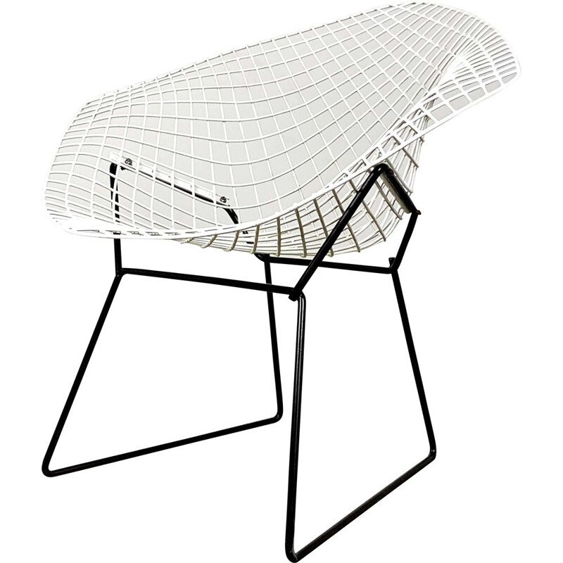 Chaise Vintage noir & blanc Diamond par Harry Bertoia pour Knoll