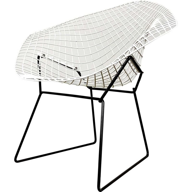 Vintage Black & White Diamond Chair by Harry Bertoia for Knoll