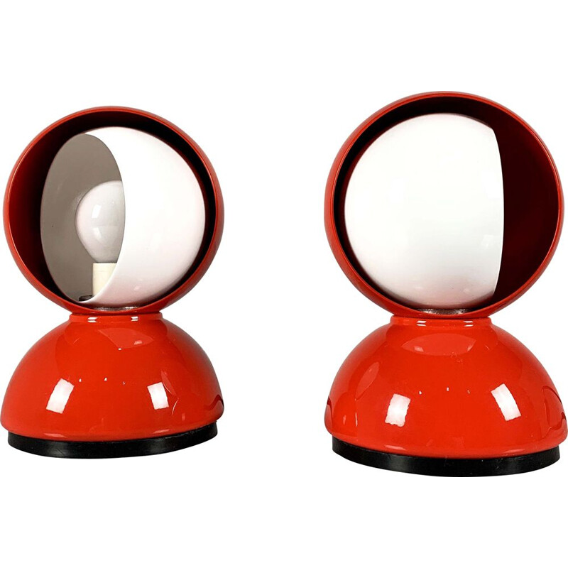 Vintage Red Eclisse Table Lamps by Vico Magistretti for Artemide, 1960