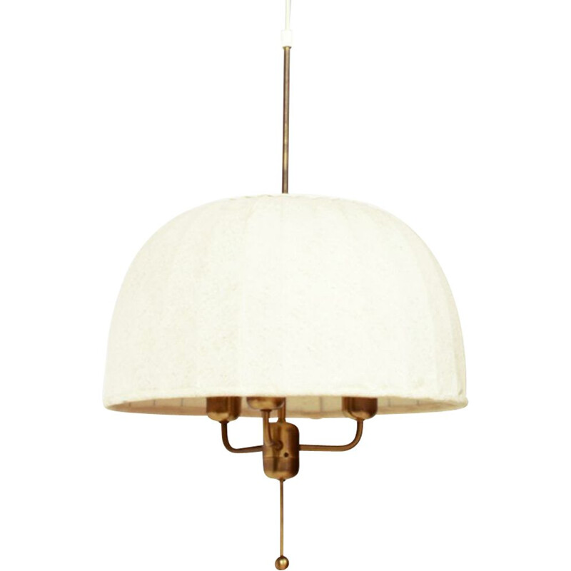 Vintage Brass and Fabric Pendant Lamp Model Carolin T5493 from Hans-Agne Jakobsson, 1970s