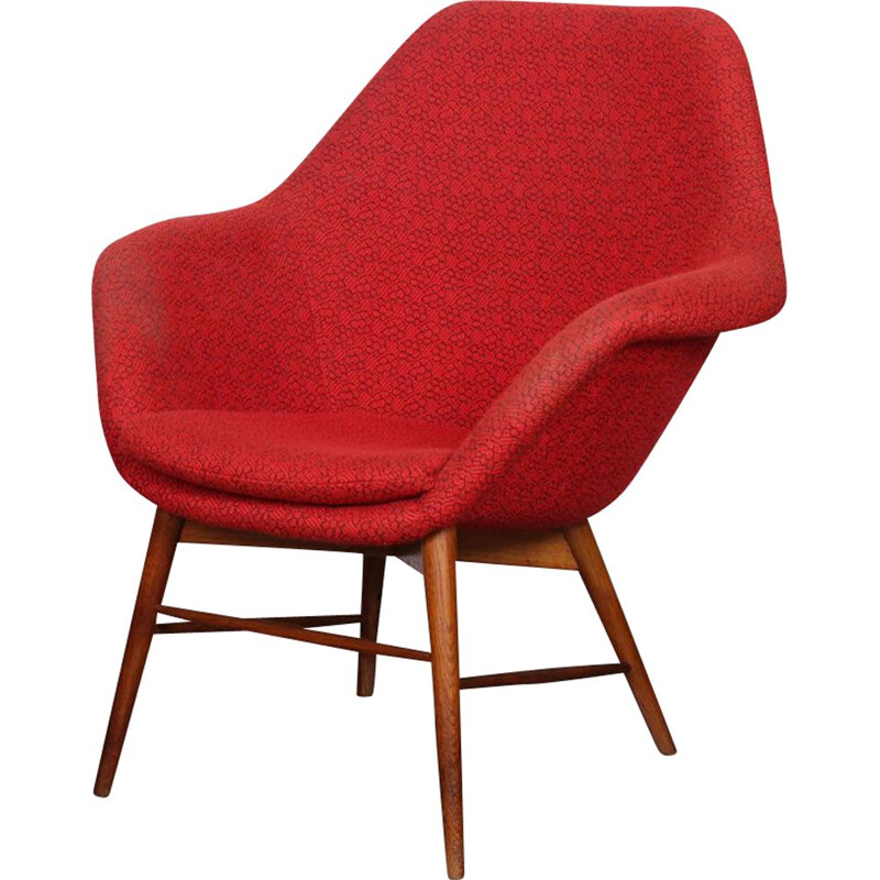 Vintage red armchair by Miroslav Navratil, 1960