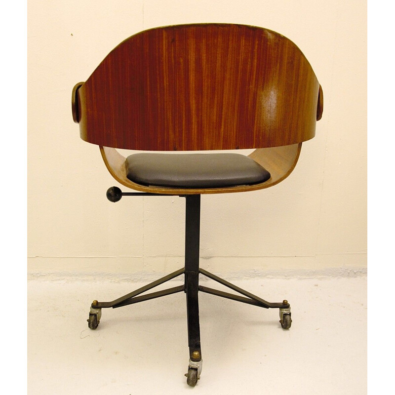 Vintage plywood office armchairs, Italy 1955