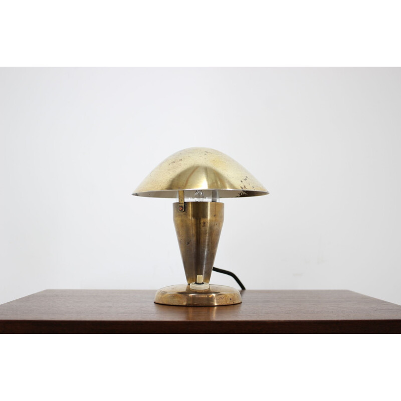 Petite lampe vintage de table en laiton Bauhaus, Tchécoslovaquie