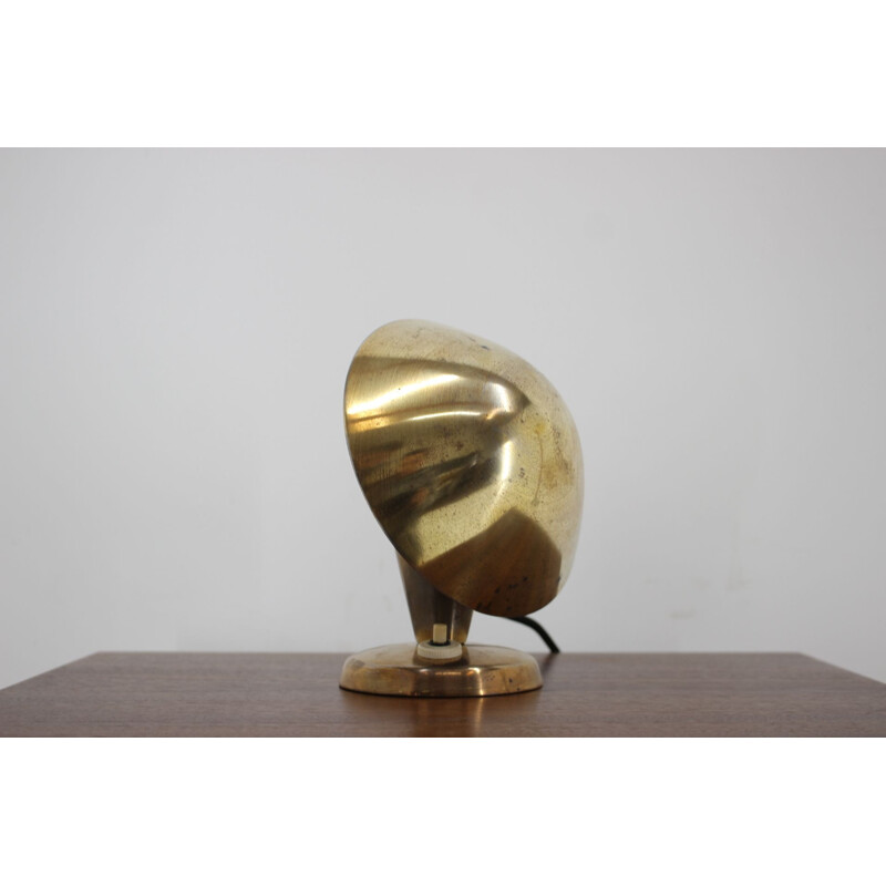 Vintage Bauhaus brass small table lamp, Czechoslovakia