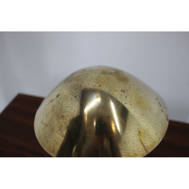 Vintage Bauhaus brass small table lamp, Czechoslovakia