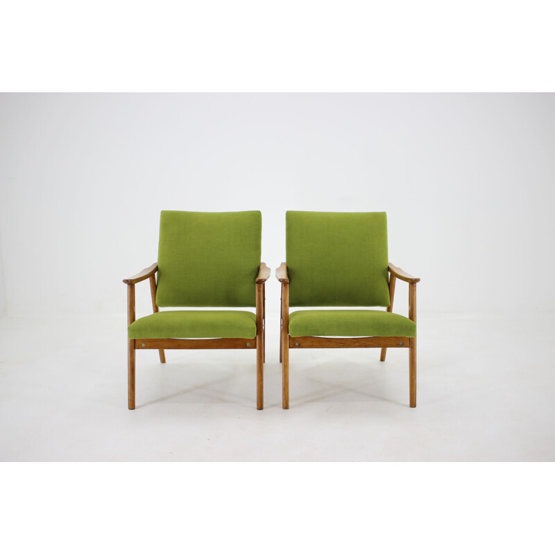 Ensemble de deux fauteuils vintage verts Interier Praha, 1970