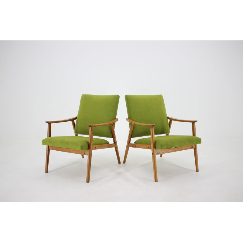 Set of two vintage green armchairs Interier Praha, 1970