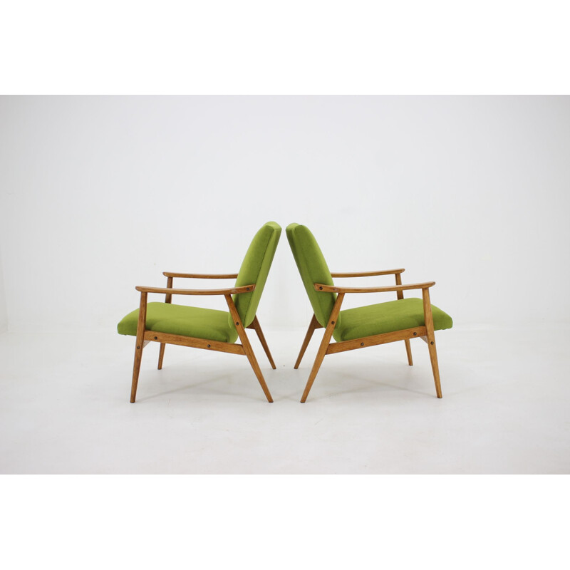 Set of two vintage green armchairs Interier Praha, 1970