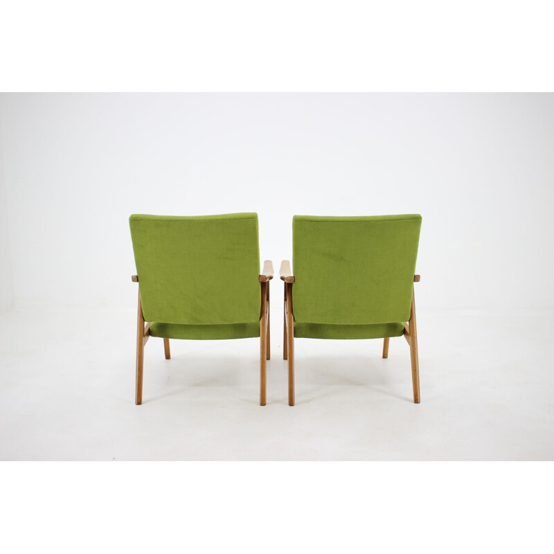 Ensemble de deux fauteuils vintage verts Interier Praha, 1970