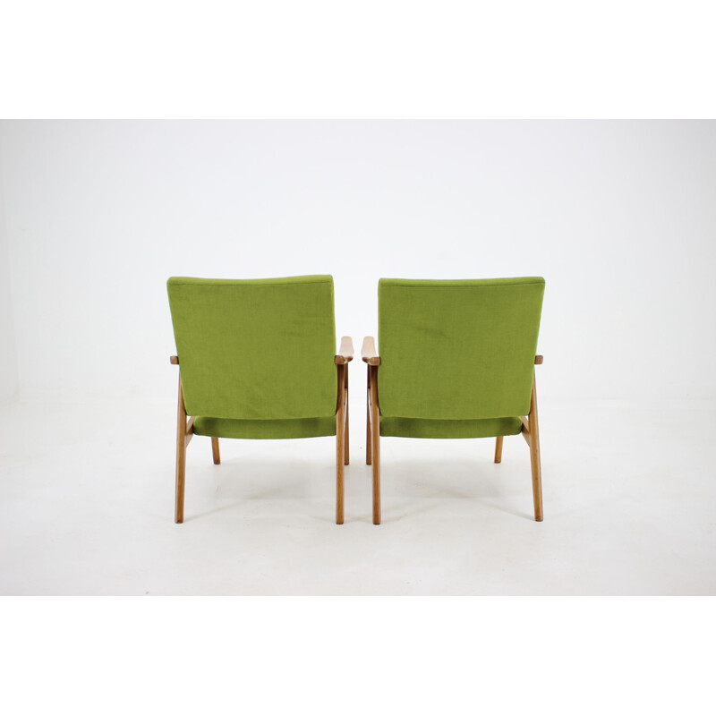 Set of two vintage green armchairs Interier Praha, 1970