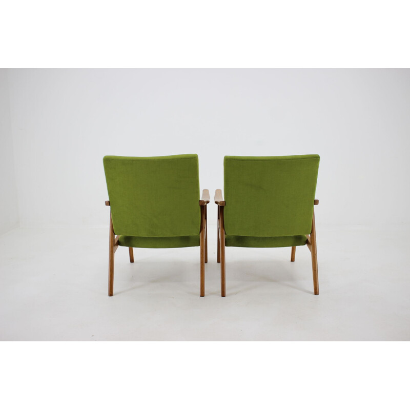 Set of two vintage green armchairs Interier Praha, 1970