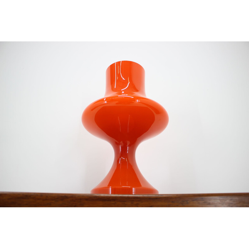 Vintage red opaline lamp table designed by Stefan tabery, 1970