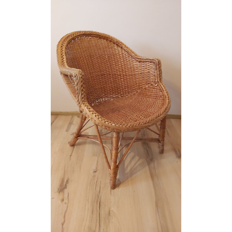 Fauteuil vintage en rotin, Allemagne, 1980