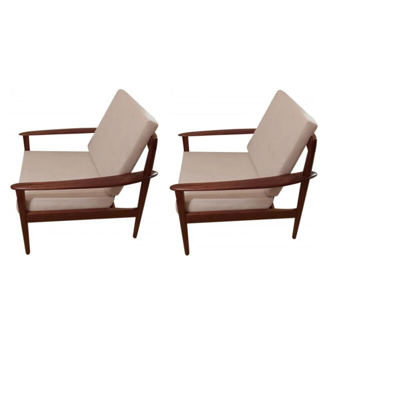 Pair of vintage armchairs by G. Jalk for Poul Jeppesens Møbelfabrik, Denmark, 1950s
