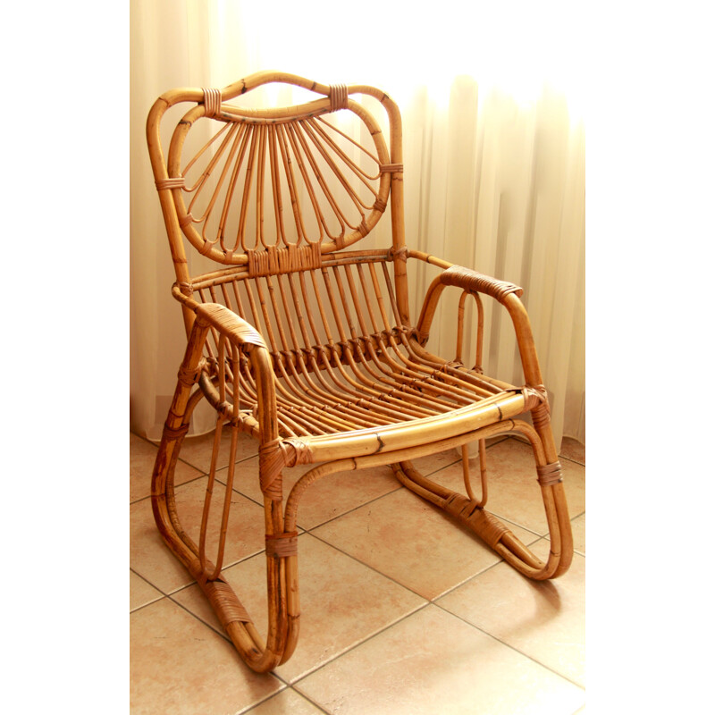 Vintage italian bamboo armchair, 1970s