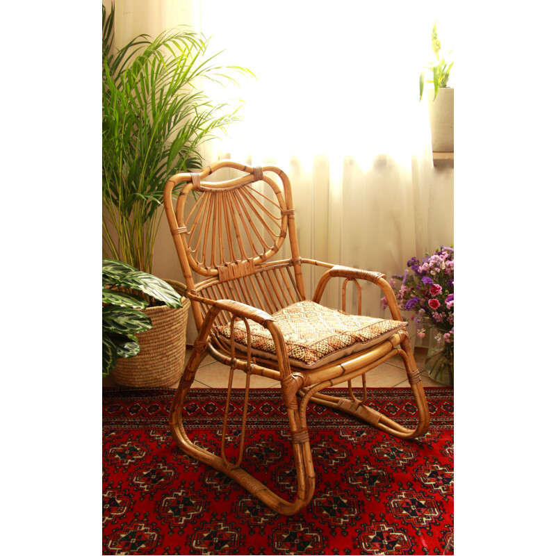 Vintage italian bamboo armchair, 1970s