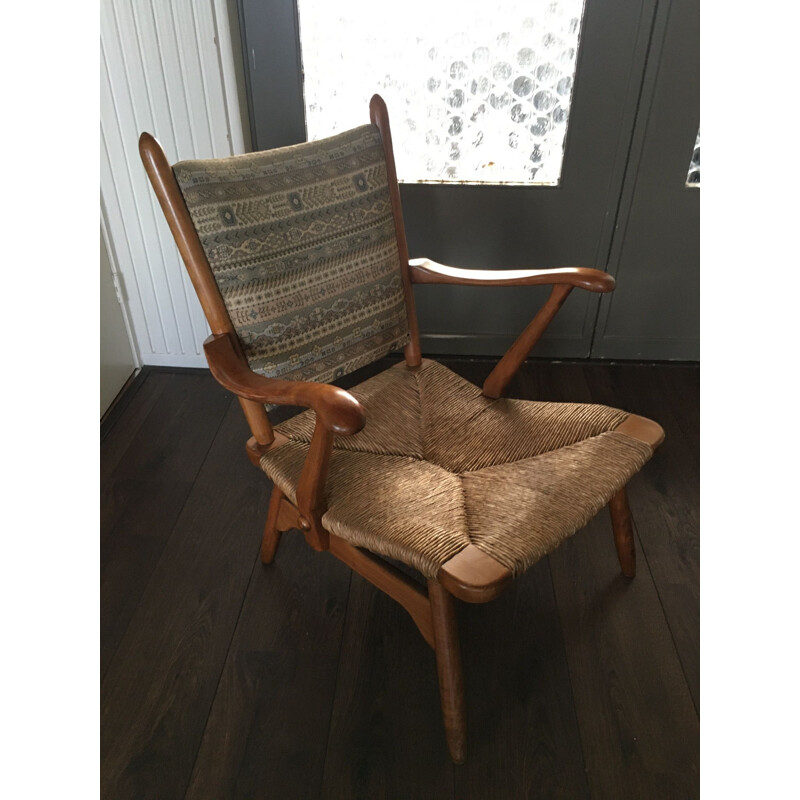 Dutch walnut vintage armchair from De Ster Gelderland, 1950s