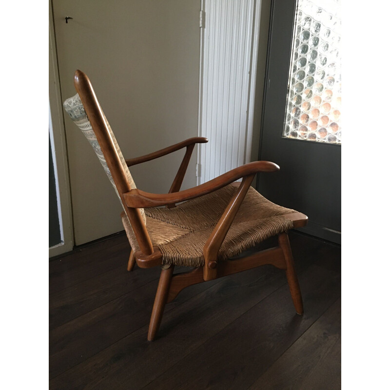 Vintage Hollandse notenhouten fauteuil van De Ster Gelderland, 1950