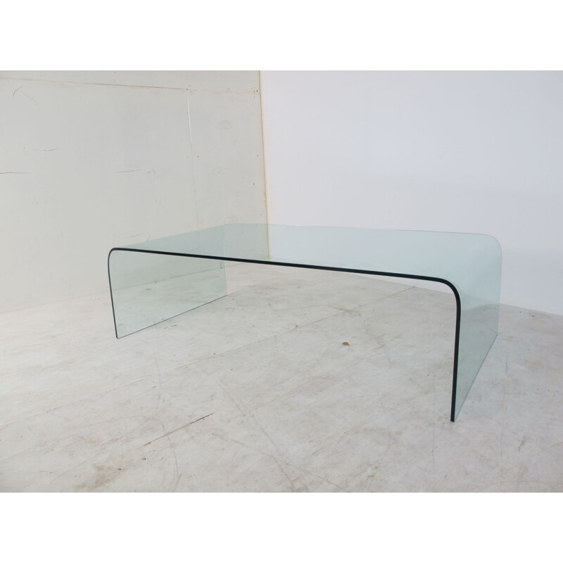 Glass Waterfall vintage coffee table by Angelo Cortesi for Fiam, 1980s