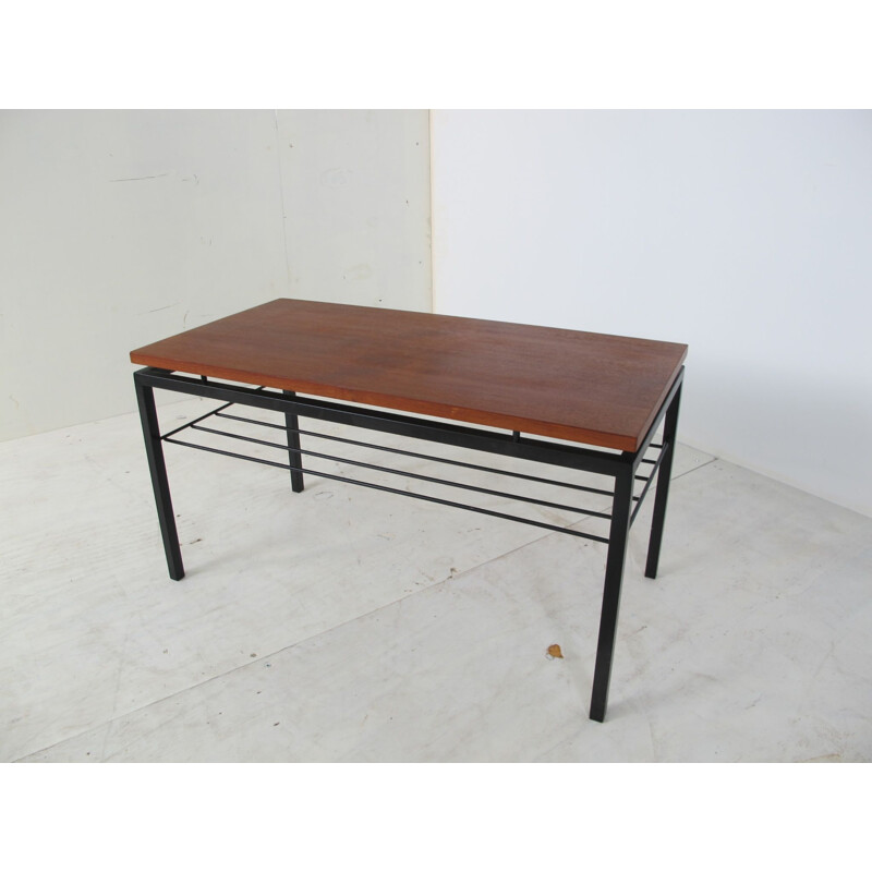 Teak and Steel vintage side table by Cees Braakman for Pastoe, 1950s
