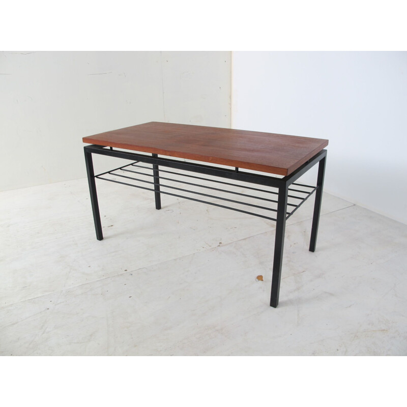 Teak and Steel vintage side table by Cees Braakman for Pastoe, 1950s