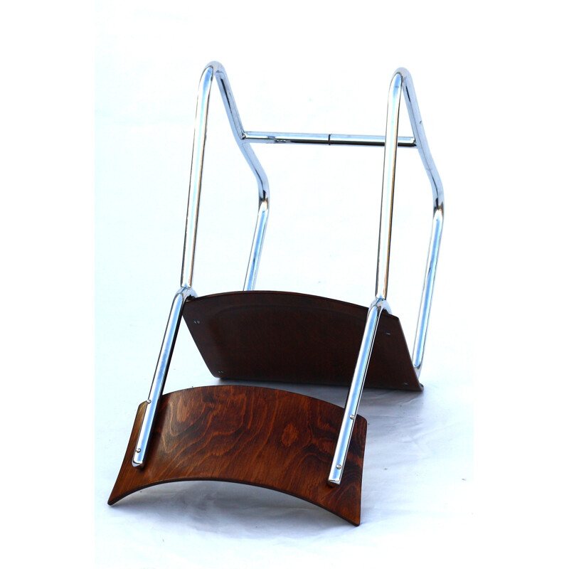 Chaise tubulaire vintage Bauhaus en contreplaqué et acier - 1950