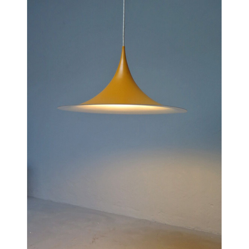 Vintage yellow metal pendant lamp, Denmark